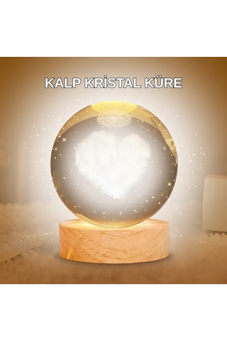 Kalpli Led Işıklı Cam Küre Büyük Boy Kristal Tasarım