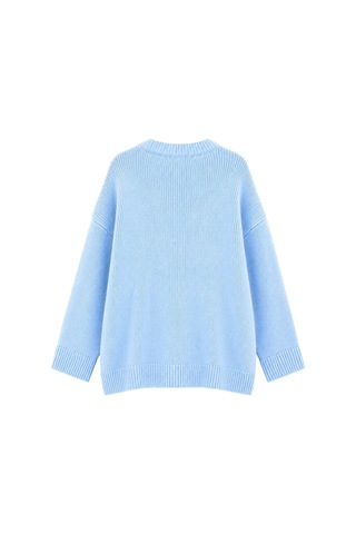 Vadon 1039 Kadın Salaş Yumuşak Dokulu Oversize Basic Triko Kazak Bebe Mavi