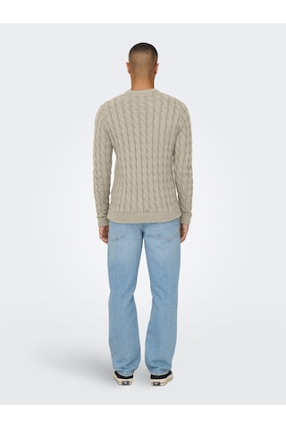 Only & Sons Onskıcker Lıfe Reg 3 Cable Crew Knıt Erkek Gri Kazak - 22026504