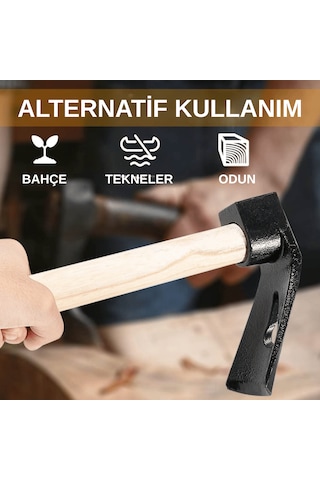 500 Gr Çelik Keser Dayanıklı Çift Yönlü Ahşap Saplı Ergonomik