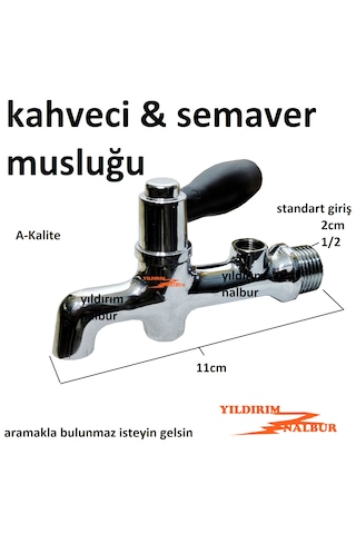 Kahveci Semaver Musluğu 1/2 Derece Girişli Semaver Çay Musluk Kaz Gümüş