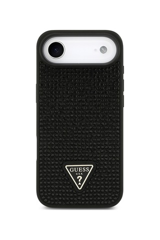 Apple Uyumlu iPhone 17 Air Kılıf Guess Lisanslı Taşlı Arka Yüzey Üçgen Logolu Kapak Siyah