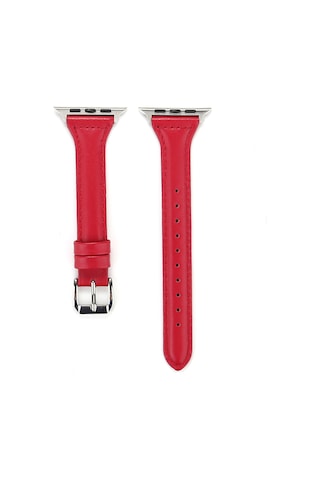 E2M Apple Uyumlu Watch 42-44mm KRD-13 Deri Kırmızı Kordon