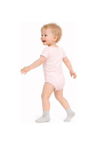 Civil Baby 3 Lü Basıc Kısa Kol 0-36 Ay Çıtçıtlı Badi - Pudra Açık Pudra
