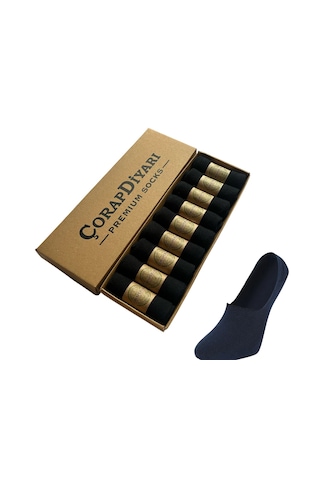 Çorapdiyarı Premium 9'lu Dikişsiz Burun Kaydırmaz Topuk Bambu Babet Çorap Lacivert