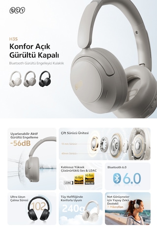 Qcy H3S Bluetooth 6.0 Kulak Üstü Kulaklık