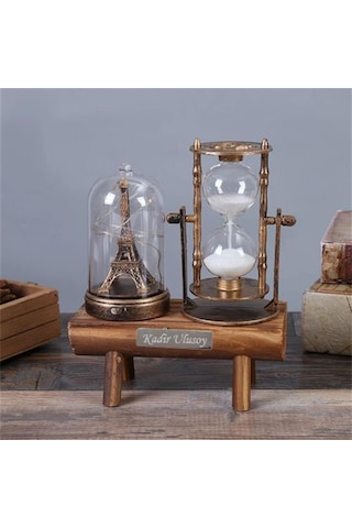 Kişiye Özel Işıklı Eyfel Kulesi Dekoratif Kum Saati