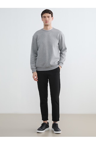 Lcw Vision Gri Bisiklet Yaka Erkek Kalın Sweatshirt