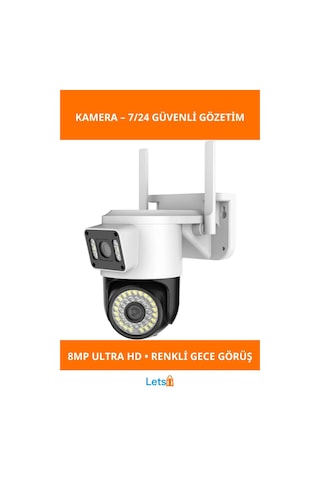 8mp Ultra Hd Çift Lensli Dış Mekan Wi Fi Kamera