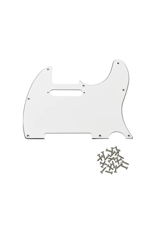 Telecaster Uyumlu Elektro Gitar Pickguard 8 Delikli Düz Beyaz