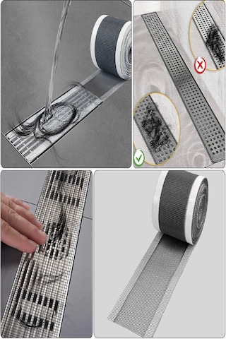 4 Metre Yapışkanlı Banyo Gider Koruyucu Saç Toplayıcı Gider Böcek Koruyucu Gider Süzgeci
