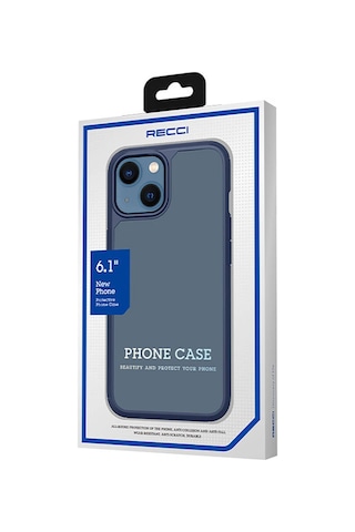 Apple Uyumlu iPhone 13 Kılıf Airbagli Tpu Kenar Mat Arka Yüzey Recci Jazz Serisi Kapak Mavi