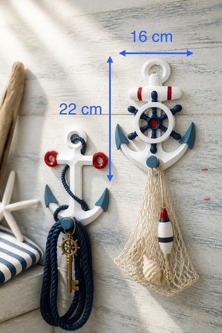Baroqo Marin Temalı Dekoratif Duvar Askılığı - 2'li Set 16x22 Cm