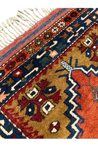 El Dokuma Antika 97x120 Dazkırı Halısı Koleksiyonluk Kök Boya Kiremit