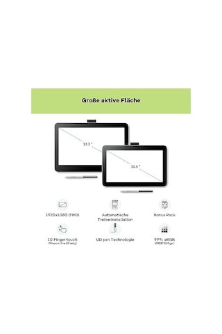 Wacom One 13 Dokunmatik Çizim Tablet - Dth134w0b 13,3 İnç Full Hd%99 Srgb, Pil İçermez.