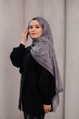Mimiyum Nevra Desen Soft Şal Gri