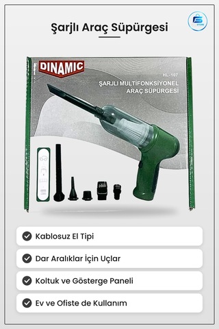 Şarjlı Araç Süpürgesi Multifonksiyonel Oto İç Temizlik Kablosuz E
