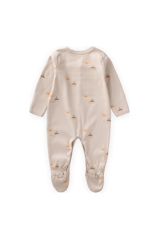 Cigit Ayaklı Kendinden Eldivenli Desenli Tulum 0-9 Ay Güneş Desen Güneş Desen