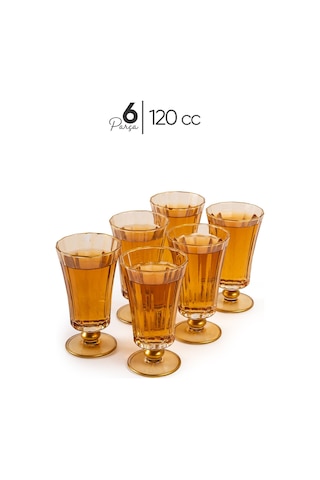 Mest Eylül 6 Adet Lüsterli Bal Renk Kahve Yanı Su Bardağı Seti 120 Cc Bal Renk