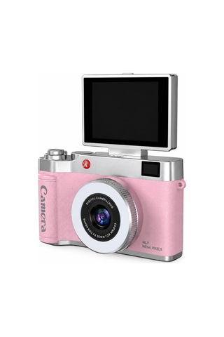 4k Çantalı Dijital Video Kamera 48mp 16x Zoom Işıklı 32gb Kart Dijital Fotoğraf Makinesi Pembe