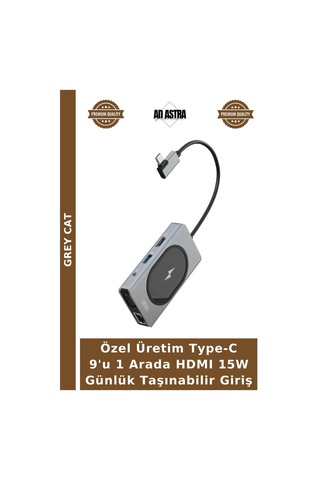 Özel Üretim Type-c 9'u 1 Arada Hdmı 15w Günlük Taşınabilir Giriş