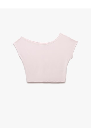 Koton Kısa Kollu Kayık Yaka Düşük Omuz Modal Basic Tişört Açık Pembe 5sak10285nk Pembe