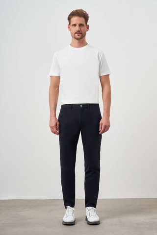 Erkek Lacivert Pamuk Yan Cep Slim Fit Chino Pantolon 24ks003016200 Lacivert