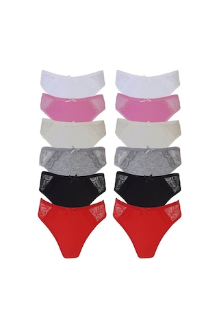 Tutku 12 'Li Firuze Dantelli Bayan Elastan Bikini Külot Kombin (555267115) Çok Renkli