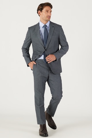 AC&Co / Altınyıldız Classics Slim Fit Dar Kesim Mono Yaka Armürlü Klasik Takım Elbise Antrasit