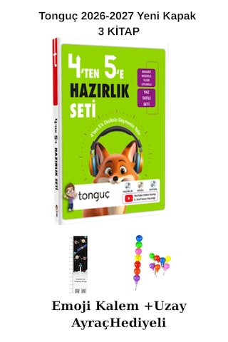 Tonguç 4'ten 5'e Hazırlık Seti 3 Kitap Yeni Kapak Uzay A+ Emoji Kalem Hediyeli 2026-2027 Maarif Model