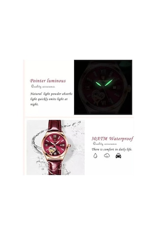 Novahub Kırmızı 2024 Kadın Saat Moda Deri Romantik Lüks Bayan Izle Su Geçirmez Kuvars Tarihi Marka Kol Saati Kırmızı