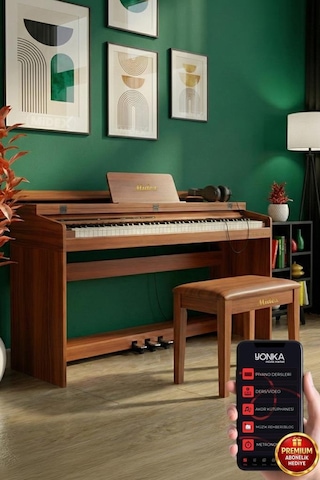 Midex PLX-140 PRO-OR Dijital Piyano Bluetooth Tuş Hassasiyeti 88 Tuşlu Kapaklı (Kulaklık ve Tabure)
