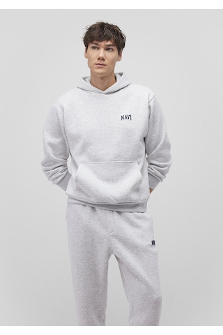 Mavi - Mavi Logo Baskılı Kapüşonlu Gri Sweatshirt 0s10173-82498 Gri