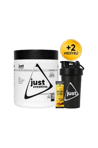 Just Nutrition Creatine Monohydrate Kreatin 360 Gr 120 Servis + Shaker + Protein Kahve Hediyeli Aromasız