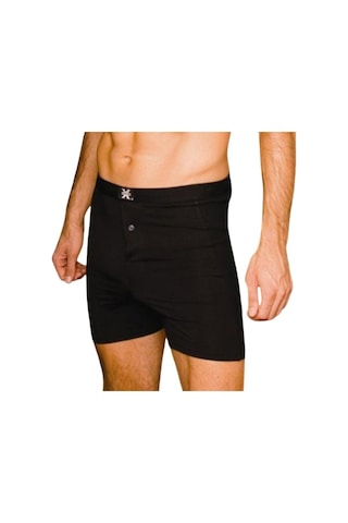 X-man 704 Erkek 3 Adet Düz Renk Düğmeli Stretch Boxer Sıyah