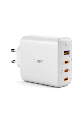 Aukey Pa-b7s-wh 100w Dört Bağlantı Noktalı Pd Gan Duvar Şarj Cihazı