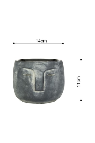 Head Antrasit Çimento Saksı 16 13cm