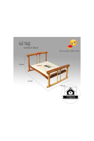 Kedigram Kedi Kulübesi Ahşap El Sanatları Walnut Basic Karyo Kedi Yatağı