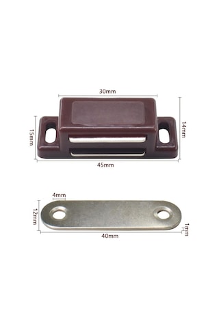 Mıknatıslı Plastik Mobilya Kapak Kilidi 31x15x14mm - Kahverengi