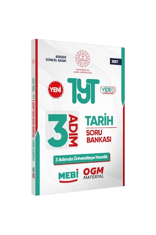 2027 TYT Mebi-ogm 3 Adım Tarih Soru Bankası Renkli A4 Boyut Video Çözüm Baskı Ücreti