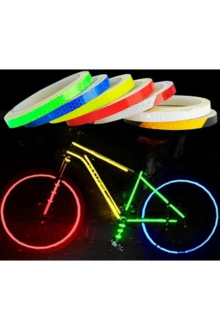 Mavi Bisiklet Araba Styling Yansıtıcı Floresan Şerit Bant Motosiklet Gövde Jant Tekerlek Şerit Bant Çıkartmalar Dekoratif Mavi/kırmızı/sarı Sarı