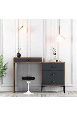 Lizbon Makyaj Masası - Ceviz / Antrasit