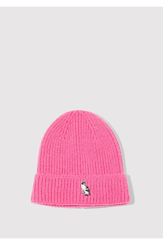 Mavi - Kedi Nakışlı Pembe Bere 1913941-28396 Pembe