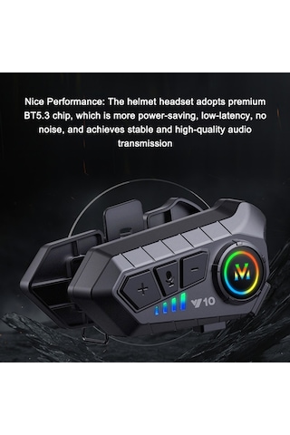 Vkemall Y10 Kask Bluetooth Kulaklık Motosiklet Tam Yüz Kaskı Ultra İnce Kask Kulaklığı Motosiklet Telsiz Kulaklığı Siyah Yumuşak Mikrofon