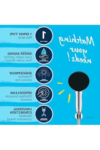 Yağmur Akışlı El Duşu Seti - 110 Mm, Krom Renk 6998