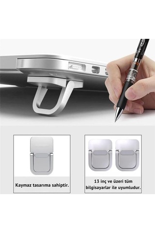 Lexroo 2 Adet Yapışkanlı Katlanılabilir Laptop Standı Portatif Macbook Uyumlu Bilgisayar Laptop Stand Ayagi