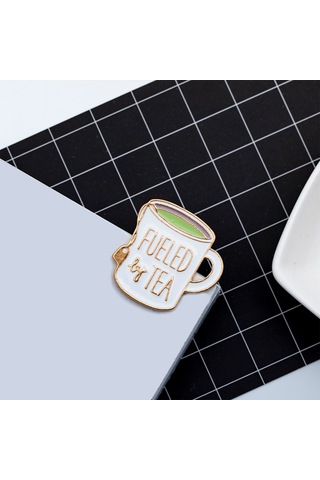 Çay Fincanı Broş Pin Karikatür Çay Fincanı Şekli Metal Emaye Kavur Pimi Ceketler Tuval Çantaları Denim Giyim Çok Renkli