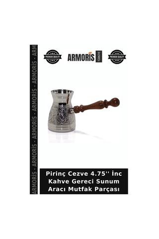 Pirinç Cezve 4.75'' İnc Kahve Gereci Sunum Aracı Mutfak Parçası Çok Renkli