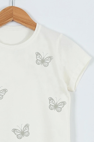 Hçm Kız Çocuk Tshirt Kelebek Baskılı Bisiklet Yaka D31 Mor
