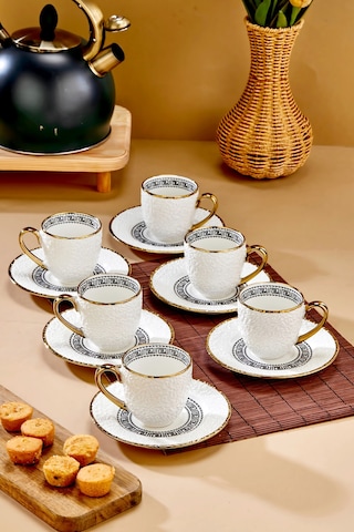 Cooker Aristona 6 Kişilik 180 Ml Porselen Duble Çay Ve Kahve Fincan Takımı Ckr3809 Altın